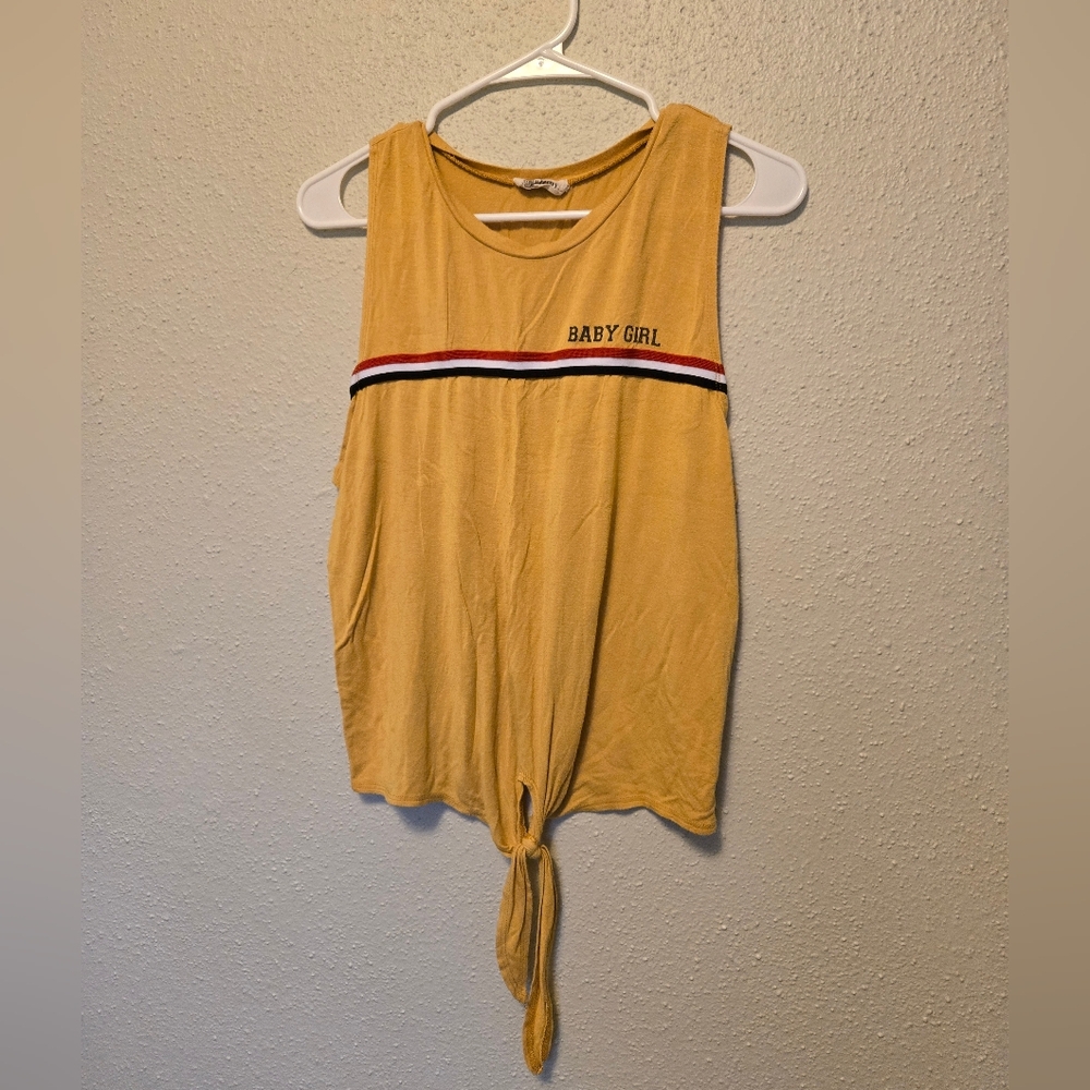 Yellow 'Baby Girl' Tie-Front Tank Top By French Pastry XL